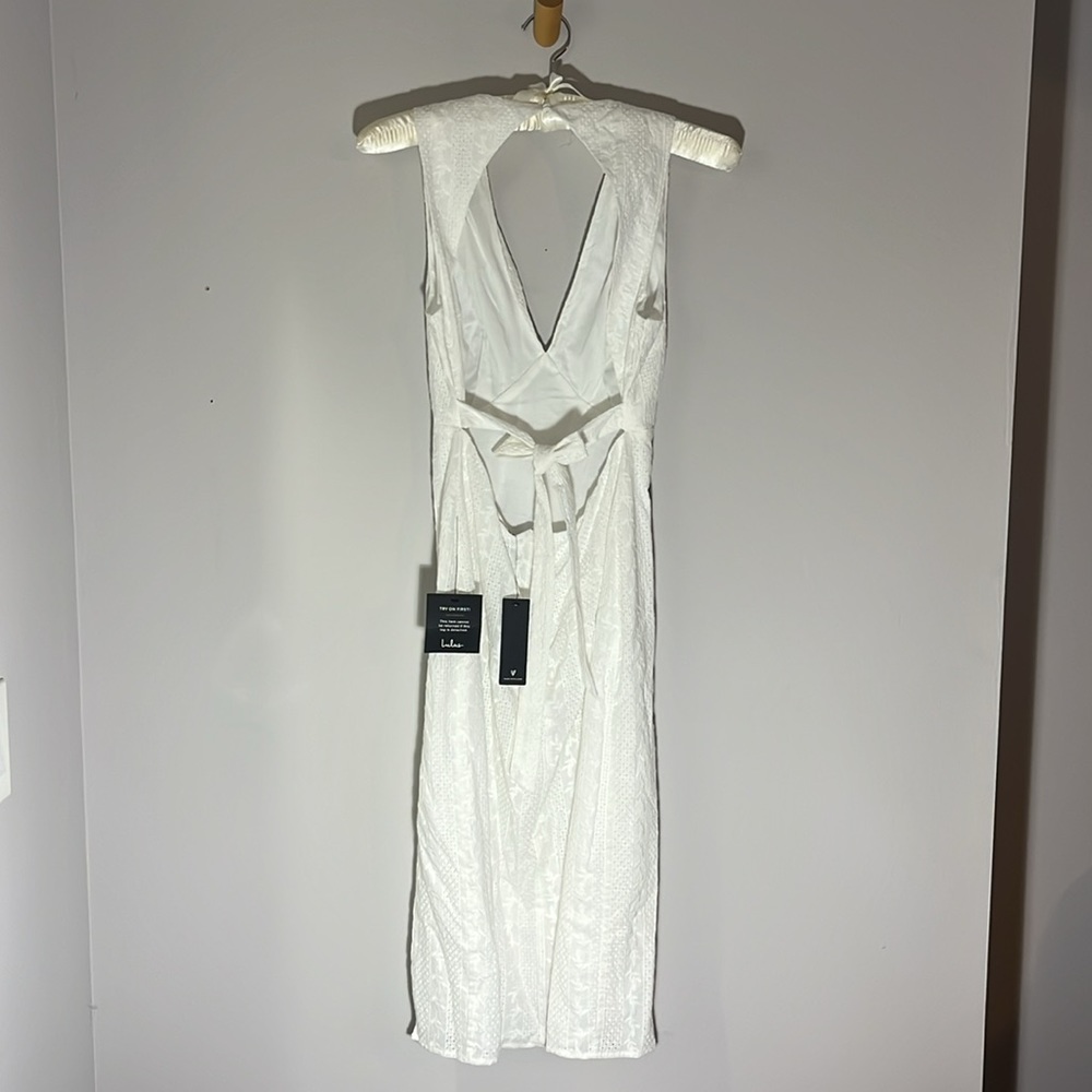 Lulus Summer's Best White Eyelet Embroidery Tie-Back Midi Dress - Picture 5 of 10